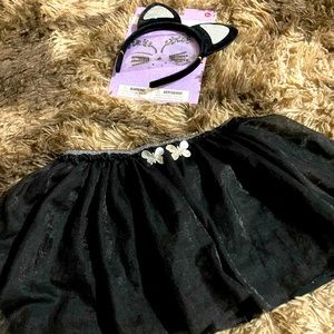 Kitty Cat Ears and Facial gems black and butterfly skort